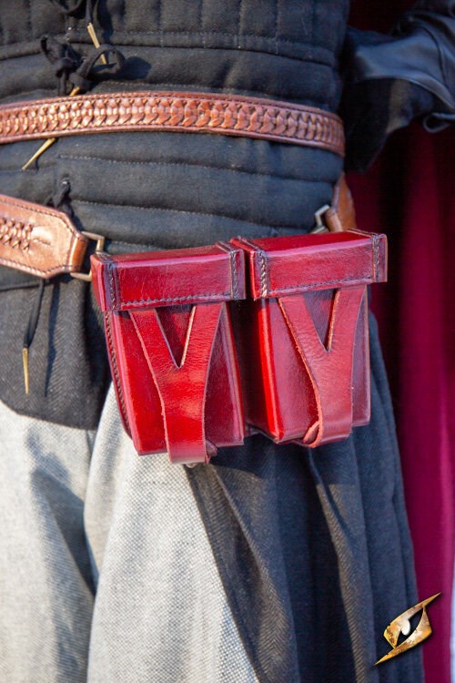 Epic Armoury Hard Pouch for Sword Belt - Stijf Lederen Tas (SKU 2603) Rood Epic Armoury