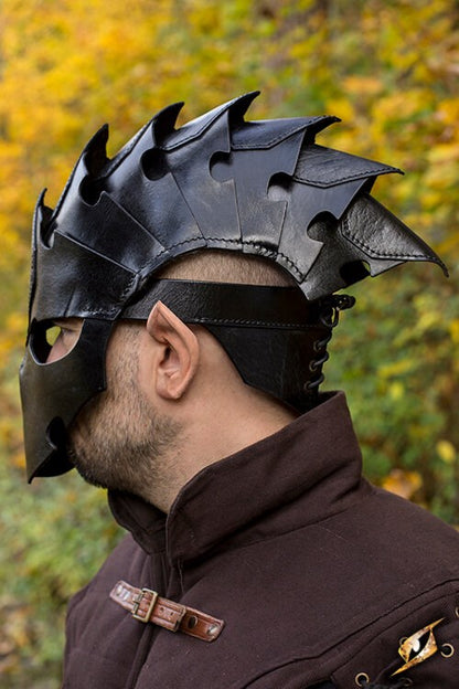 Assassin Helm (Volnerf Leer) | Leren LARP Helm voor Rogues Epic Armoury