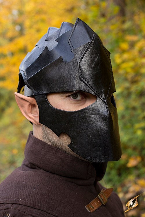 Assassin Helm (Volnerf Leer) | Leren LARP Helm voor Rogues Epic Armoury