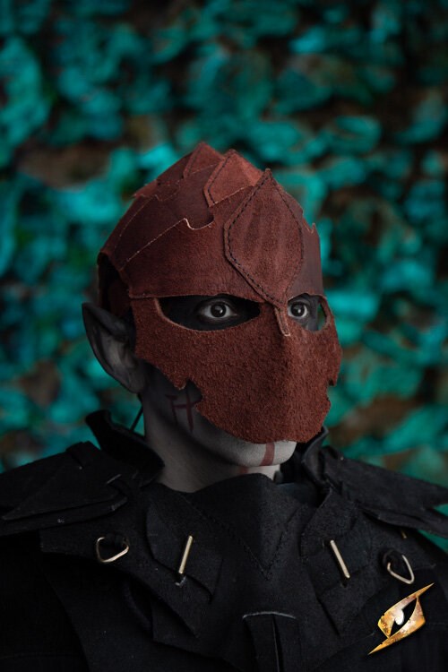 Assassin Helmet (Echt Suede Leer) | LARP Helm voor Rogues Bruin Epic Armoury