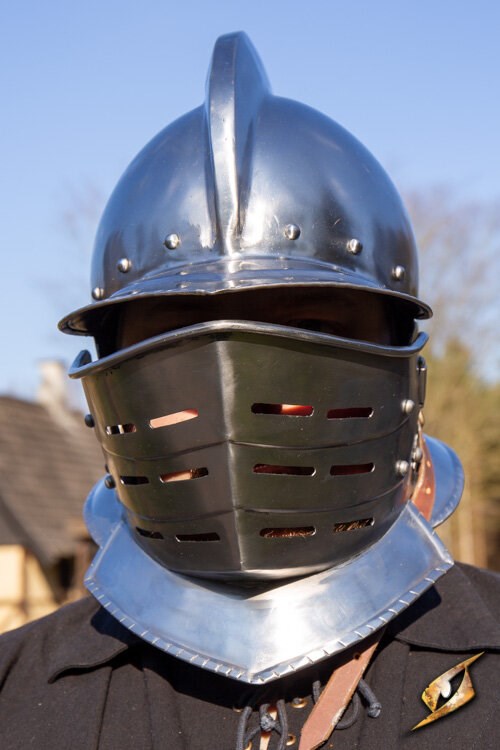 Burgonet Helm (PU Foam) | Lichtgewicht LARP Helm (Epic Armoury) Polished Steel Epic Armoury
