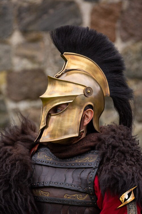 Corinthian Helmet met Pluim (Staal) | Griekse LARP Helm Beige Epic Armoury