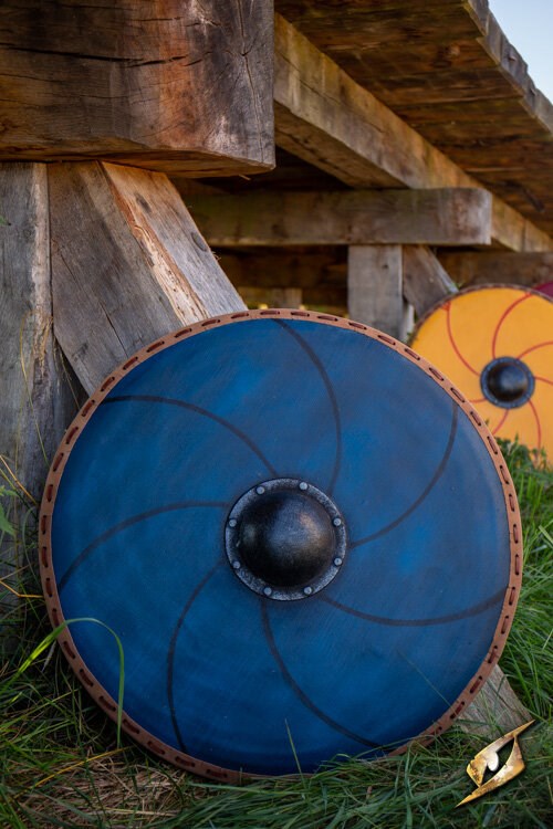 Gastir Viking Schild (80 cm) | Rond LARP Schild (Latex Coated) Blauw Epic Armoury