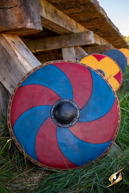 Gastir Viking Schild (80 cm) | Rond LARP Schild (Latex Coated) Blauw Rood Epic Armoury
