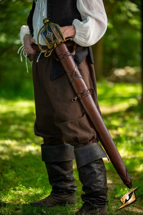 Sword Belt Scabbard (Echt Leer) | Riem met Zwaardhouder Epic Armoury