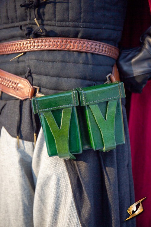 Epic Armoury Hard Pouch for Sword Belt - Stijf Lederen Tas (SKU 2603) Groen Epic Armoury