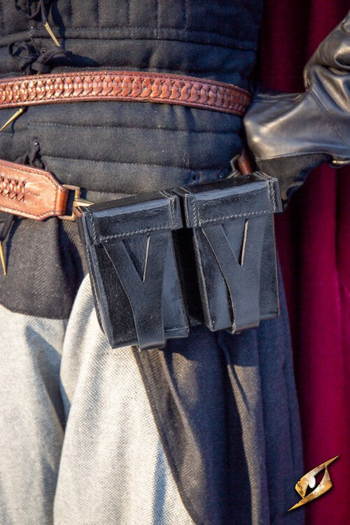 Epic Armoury Hard Pouch for Sword Belt - Stijf Lederen Tas (SKU 2603) Zwart Epic Armoury