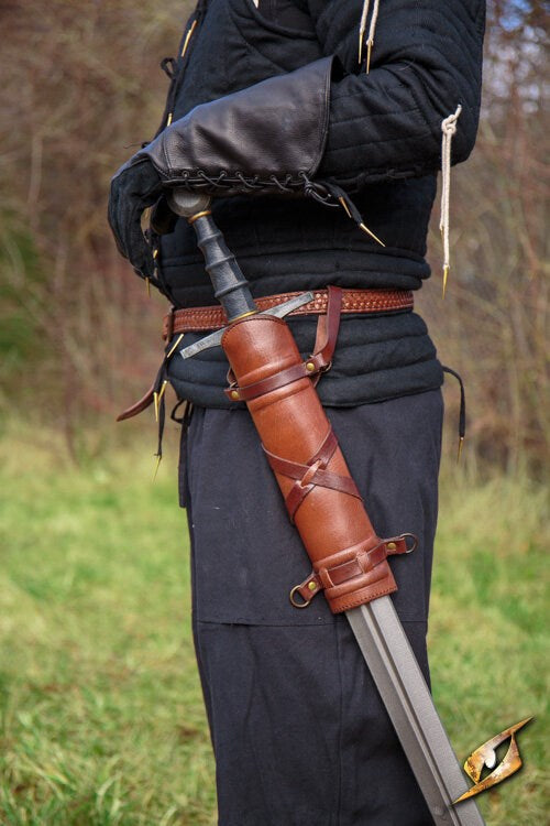 Leren Zwaardhouder (Hanger) | Verstelbare LARP 'Frog' voor Riem Bruin Epic Armoury