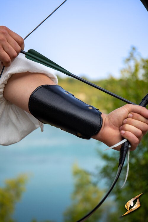 Archery Bracer (Volnerf Leer) | LARP Armbeschermer Boogschieten Zwart Epic Armoury