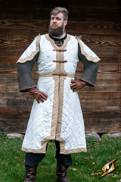 Gambeson Dastan (Gevoerd) | Katoenen LARP Wambuis (Epic Armoury) Wit Epic Armoury
