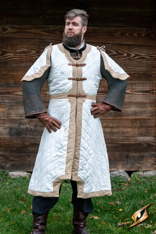 Gambeson Dastan (Gevoerd) | Katoenen LARP Wambuis (Epic Armoury) Wit Epic Armoury
