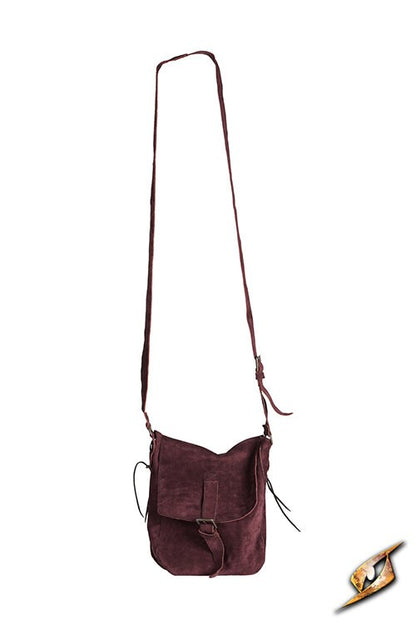 Traveler Satchel (Echt Suede) | Leren LARP Schoudertas Burgundy Epic Armoury