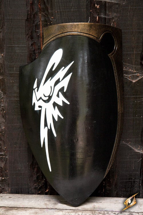 Drow Schild (Groot) | Dark Elf LARP Schild (Latex Coated) Zwart Epic Armoury