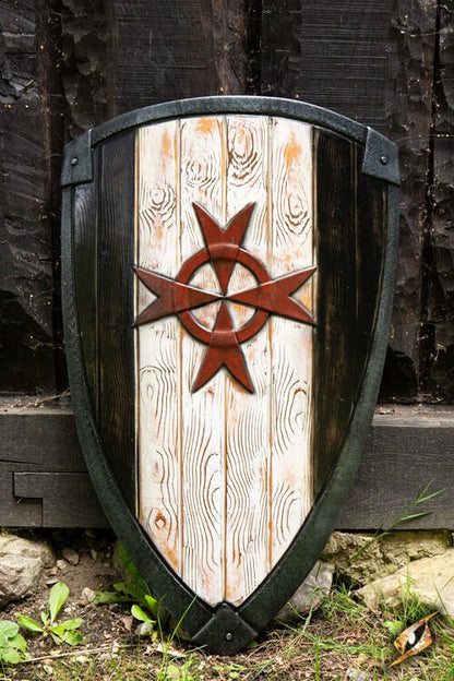 Templar Schild (90x60cm) | Groot LARP Schild (Latex Coated) Zwart Wit Epic Armoury