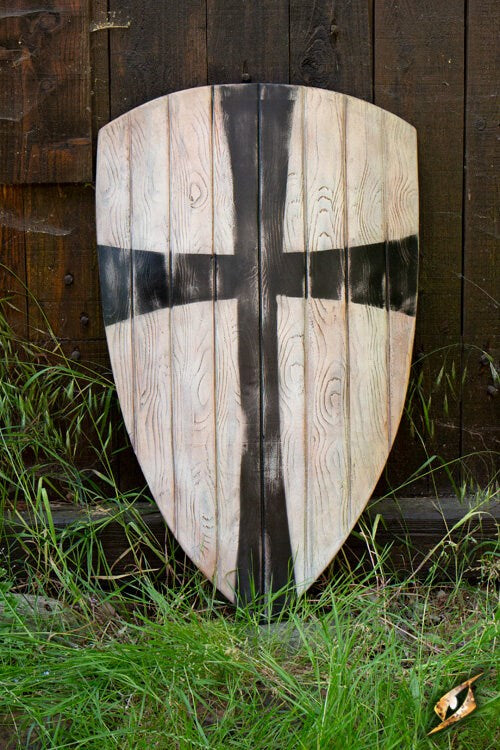 Groot Crusader Schild (90x60cm) | LARP Heater Schild (Latex) Zwart Wit Epic Armoury