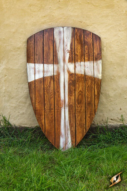 Groot Crusader Schild (90x60cm) | LARP Heater Schild (Latex) Beige Wit Epic Armoury