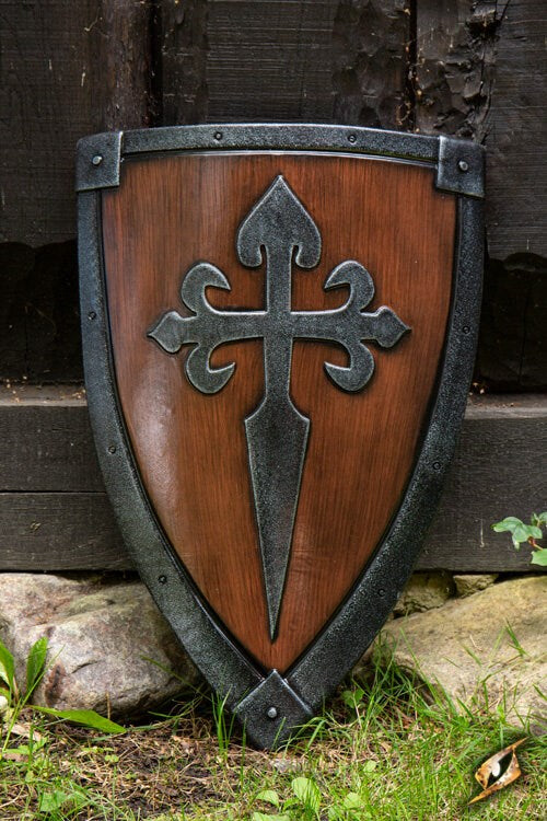 Crusader Schild (70x50cm) | LARP Heater Schild (Latex Coated) Wood Steel Epic Armoury