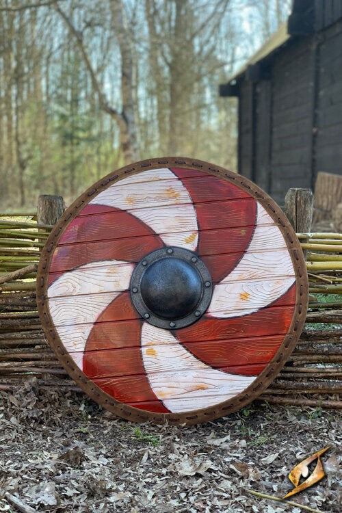 Thegn Viking Schild (80 cm) | Rond LARP Schild (Latex Coated) Rood Wit Epic Armoury