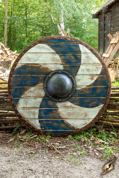 Thegn Viking Schild (80 cm) | Rond LARP Schild (Latex Coated) Blauw Wit Epic Armoury