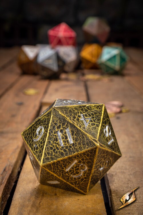Epic Armoury Zachte Polyurethaan D20 Dobbelsteen voor Rollenspellen en LARP Gold Epic Armoury