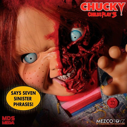 Chucky 'Pizza Face' Pratende Figuur | 38cm Child's Play 3 Mezco Toyz