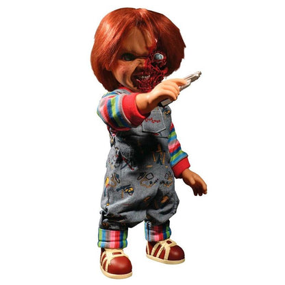 Chucky 'Pizza Face' Pratende Figuur | 38cm Child's Play 3 Mezco Toyz