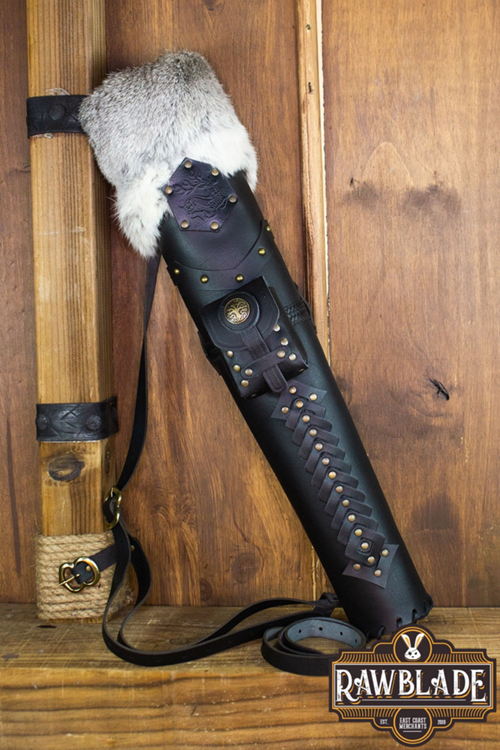 Rawblade Cernunnos Quiver (Rugkoker) - Keltisch Leer & Bont Zwart Rawblade