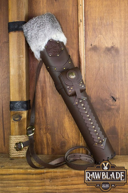 Rawblade Cernunnos Quiver (Rugkoker) - Keltisch Leer & Bont Bruin Rawblade