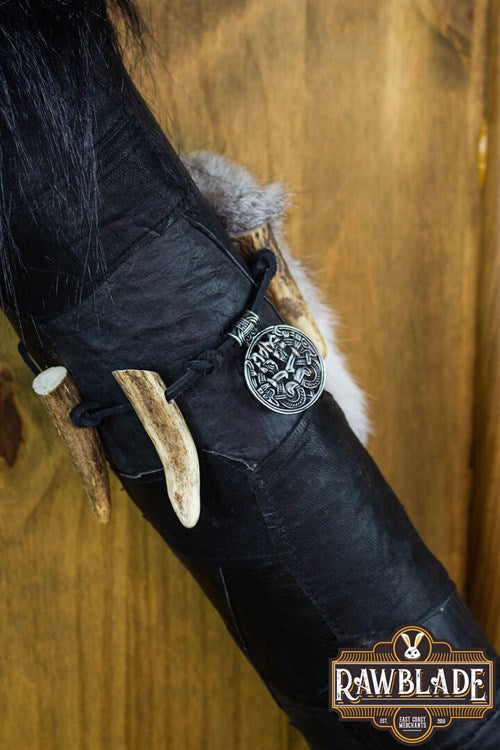 Rawblade Hunter Quiver (Rugkoker) - Leer & Bont met Gewei-details Rawblade